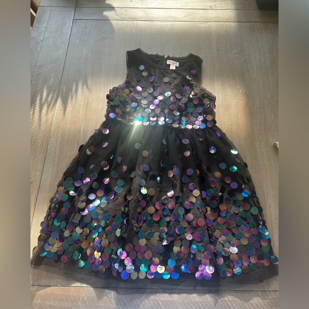 Girls shimmery black evening dress